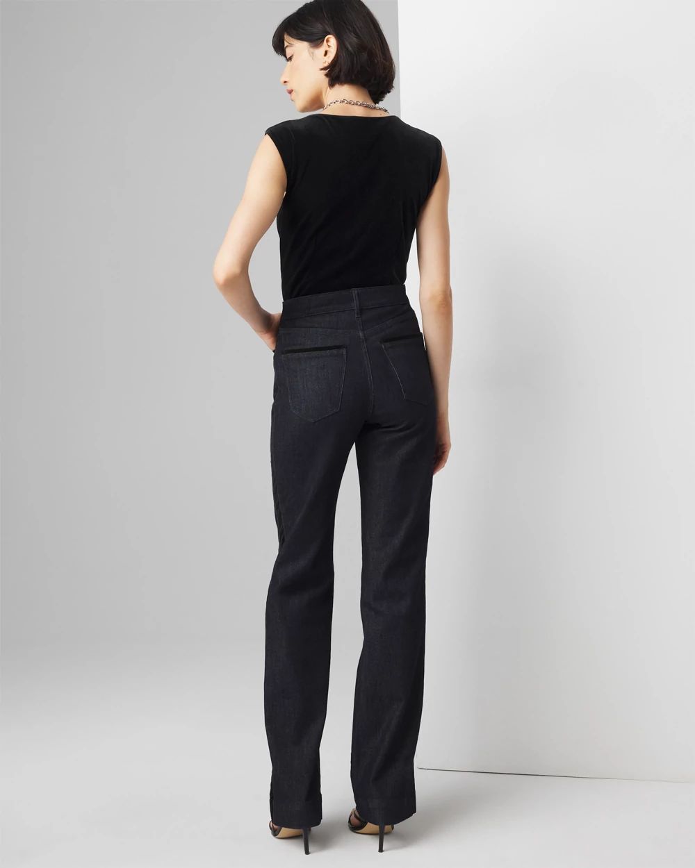 Extra High-Rise Sculpt Velvet Trim Trouser Jean | White